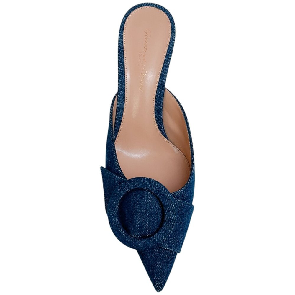 Gianvito Rossi Mid Blue Denim Portofino 55 Mules - Picture 4 of 8